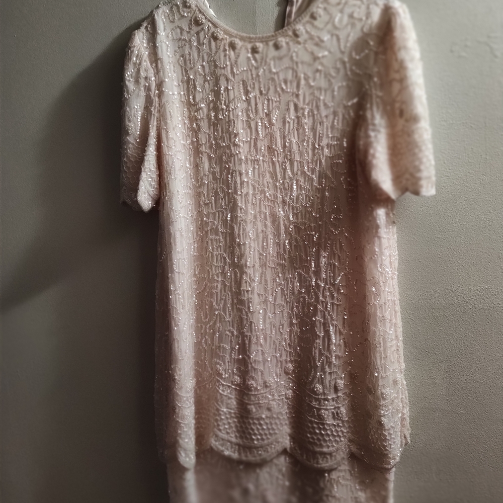 Sequin Embellished Blush Light Pink Maxi Dress